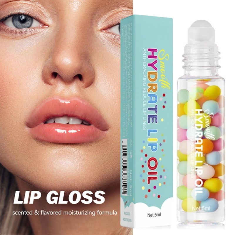 5ml Roll on Lip Oil,Macarons Liquid Lipstick,Hydrating Lip Oil,Clear Lip
