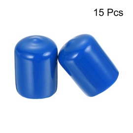 sourcing map 15pcs Rubber End Caps 19mm(3/4") ID Vinyl Round End Cap Cover Screw Thread Protectors Blue