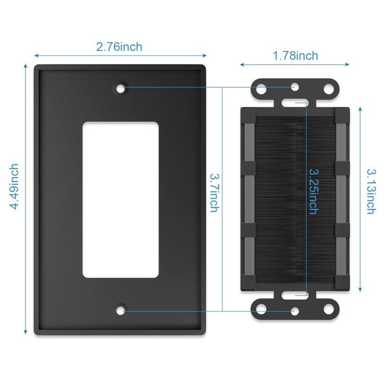 iwillink Brush Wall Plate (10 Pack), Cable Pass Through Insert