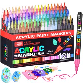 120 Colors Acrylic Paint Markers and ACRYLIAC PAINT PENS for Rock, Wood, Fabric, Glass, Canvas – Paint Marker and paint pens, acrylic Markers for Coloring Books & DIY Crafts