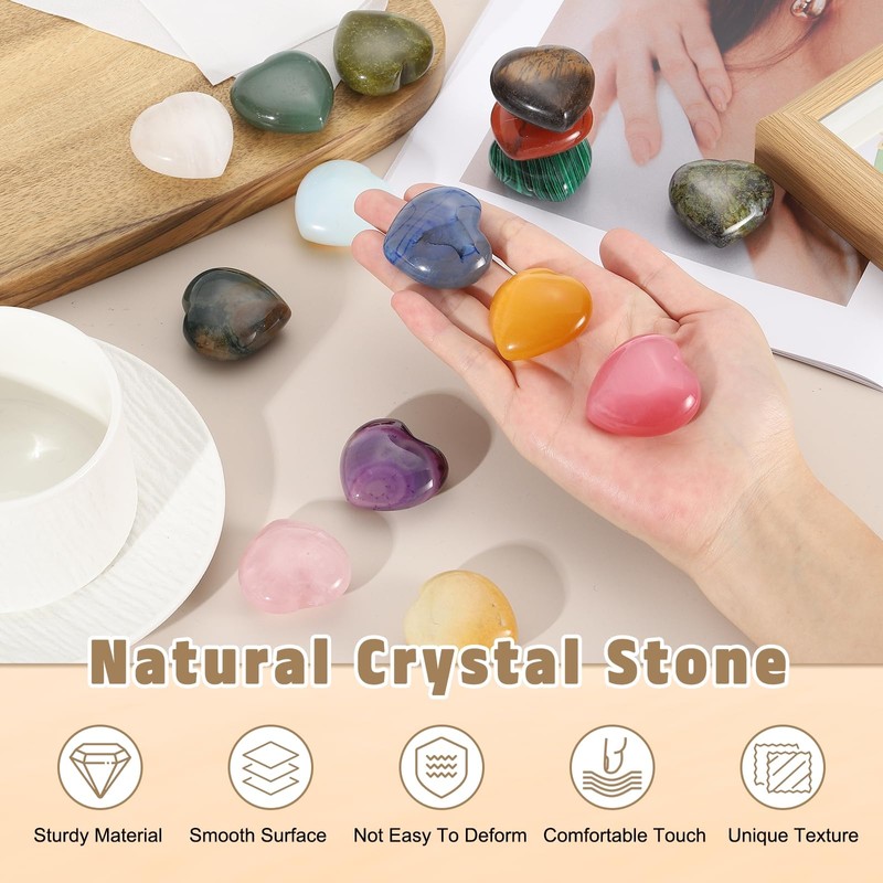 PATIKIL Natural Heart Shaped Crystal Stone, 1.6 Inch Mini Polished