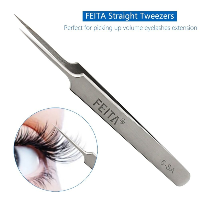 FEITA Precision Eyelash Extension Tweezers Set - Professional Straight &
