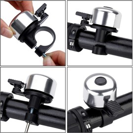 2 Pack Cute Mini Bike Bells - Crisp, Loud Cycling Rings for Adults and Kids, Fit Handlebars of Road Bikes, Mountain Bikes & Scooters (Silver)