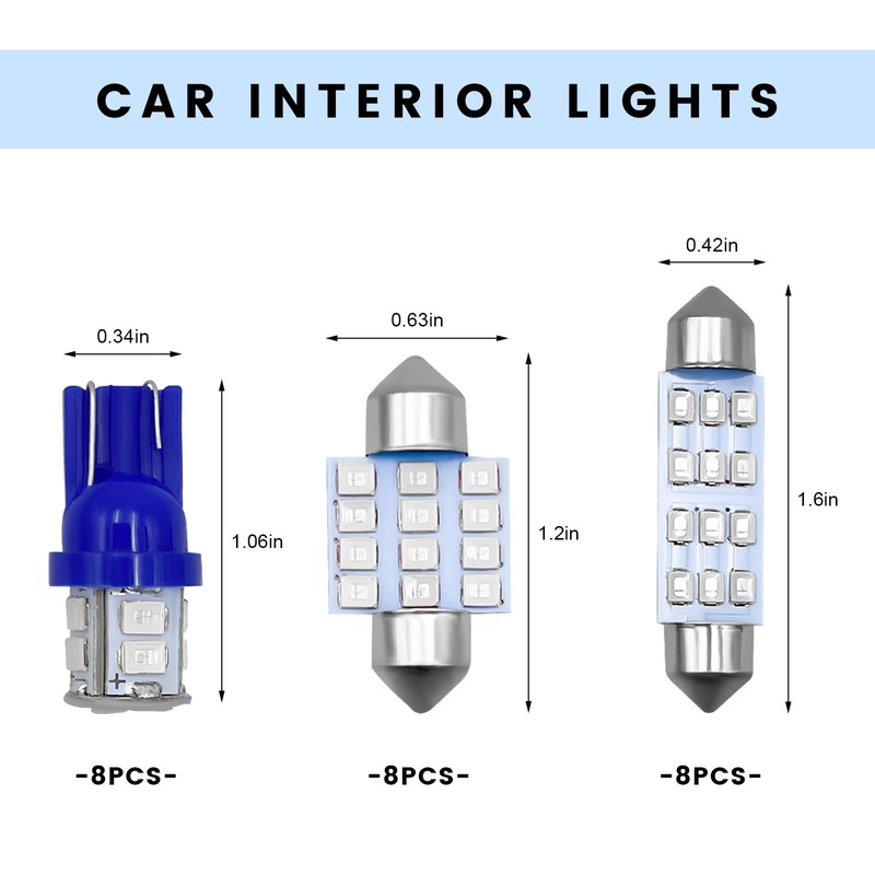 24 PCS Car LED Bulb, T10 31mm 42mm 12V Super