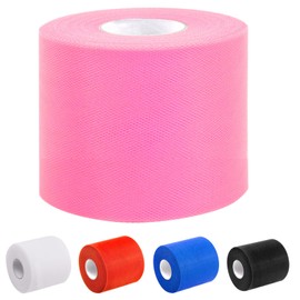 Tanstic 1Pcs Pink Tulle Fabric Roll, 6 Inch x 200 Yards Tulle Ribbon Fabric Spool Fabric Tulle Roll for DIY Tutu Bow, Birthday Party Wedding Decorations