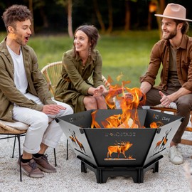 Fire Pit for Camping- 27.5 Inch Collapsible Firepit for Patio Outside Wood Burning Outdoor Indoor BBQ Picnic Foldable Fire Pits Bonfire of Backyard Patio with Portable Tote Bag