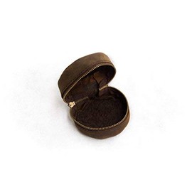 John Shooter Distressed Leather Fly Fishing Reel Case Lambs Wool Lined (3.5")