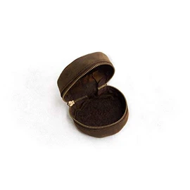 John Shooter Distressed Leather Fly Fishing Reel Case Lambs Wool Lined (3.5")