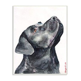Stupell Industries Black Labrador Dog Pet Animal Watercolor Painting Wall Plaque, 10 x 15, Multi-Color
