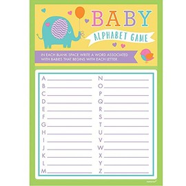 American Greetings Entertainment, Baby Shower A to Z Game Party Supplies, 7" x 5" Sheets, Multicolor