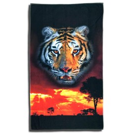 ESPiCO Tiger Beach Towel Sunset Sunrise Savannah Africa Tiger Head 100 cm x 180 cm