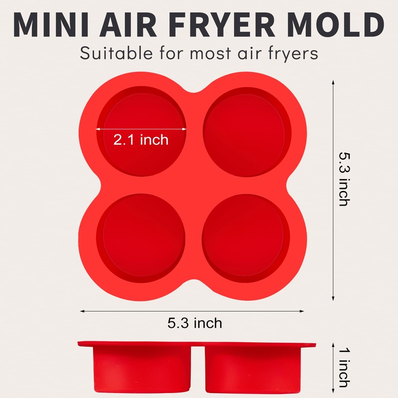 Puyeipt 2 Pack Air Fryer Egg Bite Molds, 4-Cup Mini