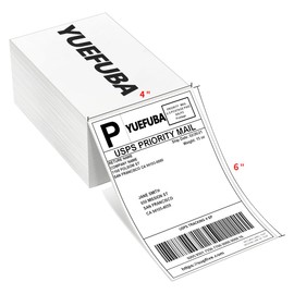 Yuefuba 4x6 Thermal Shipping Labels Fanfold Pack of 500 Perforated and Strong Adhesive