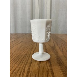 Westmoreland Milk Glass Paneled Grape 4 3/4" Wine Goblets W/ Original Tags