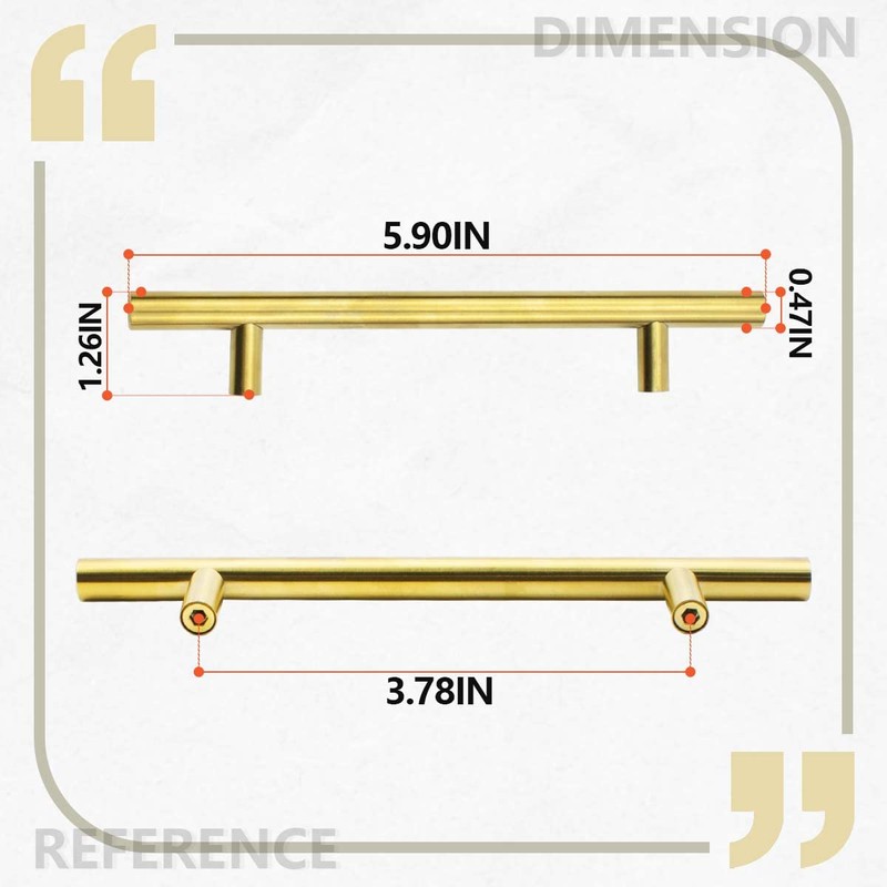 SANATO 6 Inch (4 Inch Hole Center) Gold Cabnet Pulls