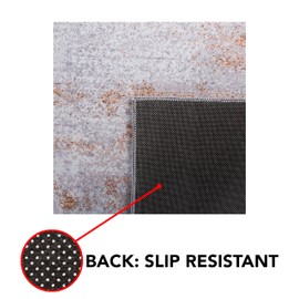 SAFAVIEH Washable Rug Tacoma Collection - 9' x 12', Grey & Rust, Slip Resistant & Easy to Clean, Ideal for Living Room, Bedroom, Home Office, Dining Space (TAC808P)