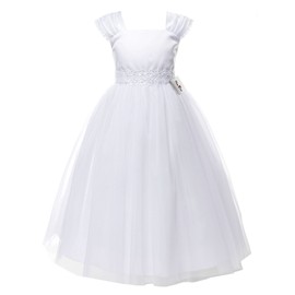 OLIVIA KOO Girls Graceful First Communion Dress (8, White)