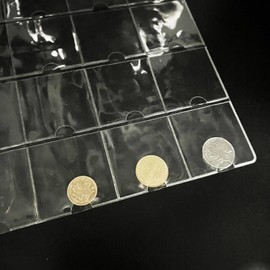 DUGYIRS 10 Sheets Coin Pocket Pages, Coin Collection Pages, 20 Compartments, Coin Pages with Standard 9-Hole for Cardboard, Coin Holder, 50 x 50 mm, Coin Stamp Collection