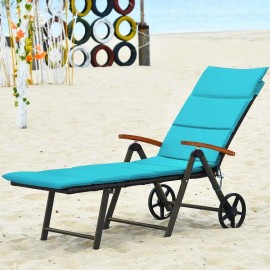 Foldable Outdoor Wicker Recliner Chair with Aluminum Frame Sun Lounger for Comfortable Relaxationcolor: Brown Color