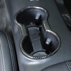 MACHSWON Carbon Fiber Cup Holder Trim for Ford Mustang 2015-2023, Interior Accessories, ABS Cover for Water Cup Holder Frame