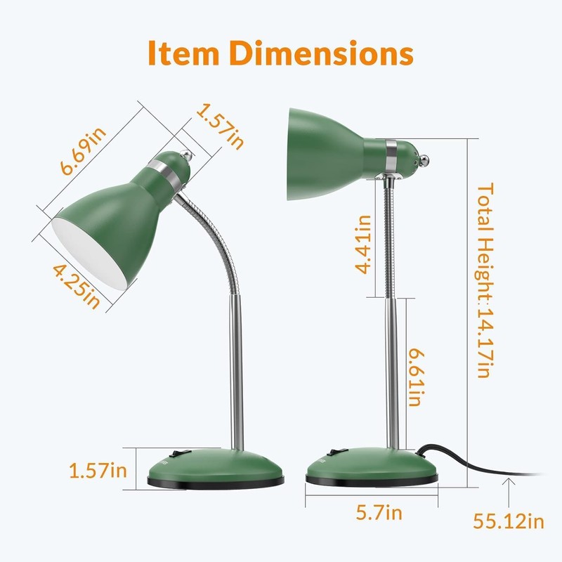 LEPOWER Metal Desk Lamp, Adjustable Goose Neck Table Lamp, Eye-Caring