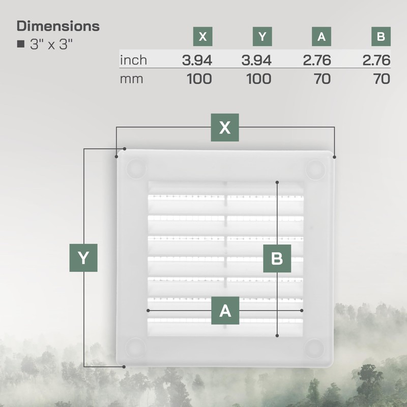 Vent Systems 3" x 3" Inch (Opening Dimensions) - Pack
