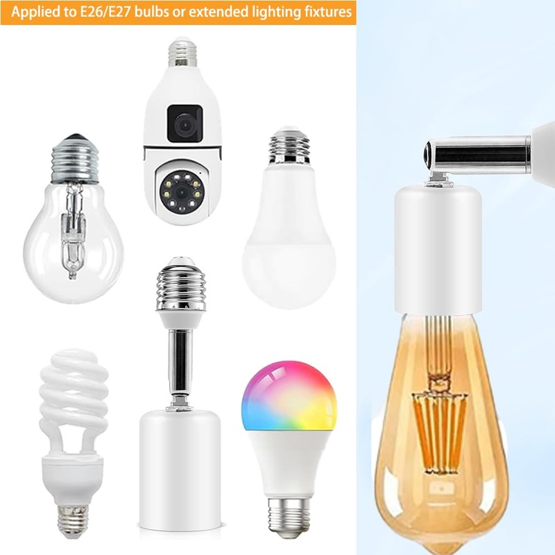 Ceramic & Metal E26 Light Socket Extender,150w-Heat-resistant-Ideal for Light Holder