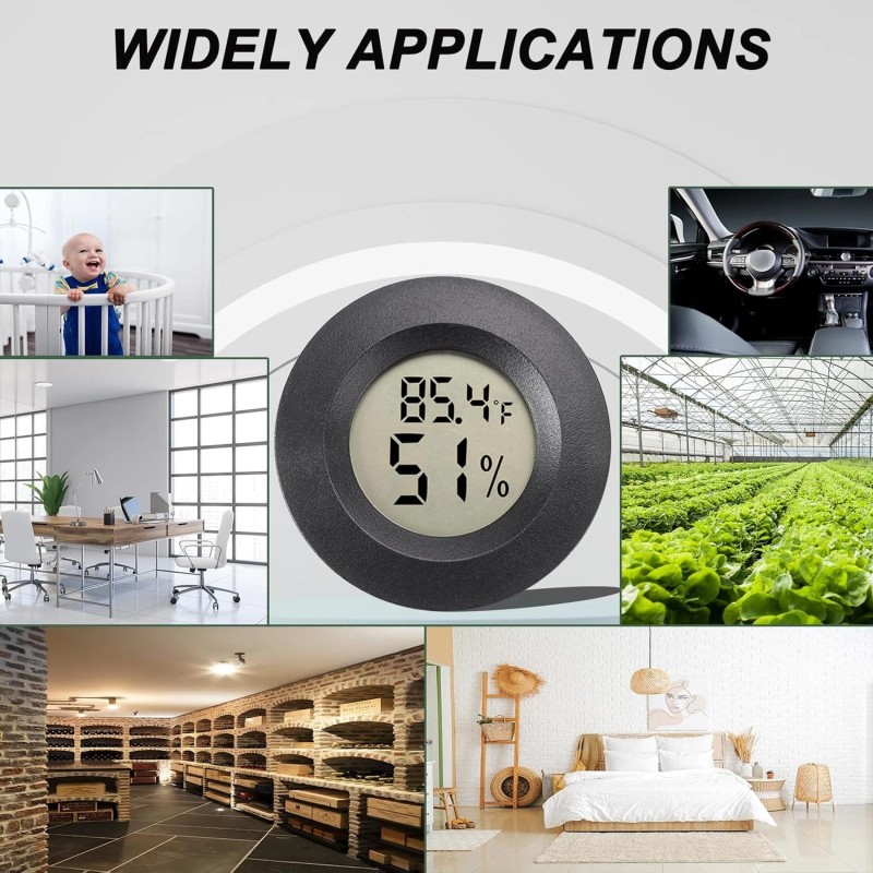 WEIMELTOY Mini Hygrometer Digital Thermometer Humidity Meter 2 Pack Black