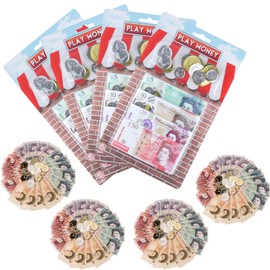 Sterling Pound Play Money Currency for Educational Learning - Bank and Shop Role Play - Literacy - Numeracy - Pretend Play Set - Fake Money Cash UK (4pk Play Money)