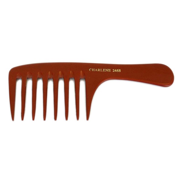 CHARLENE Handmade Bone Comb Anti-Static Chemical Heat Resistant Smooth Comb-out (#2468 Large Feathering Rake)