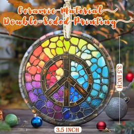 3.5" Ceramic Ornaments for Christmas Tree, Christmas Ornament, Christmas Tree Decorations, Christmas Ornaments Clearance, Heirloom Keepsake, Gift Exchange, Gift Idea, Bauble Present - Peace Sign