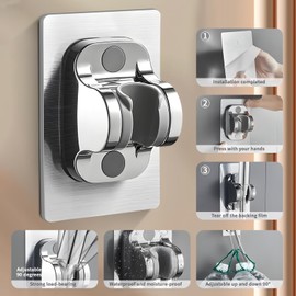 Water Saving Shower Head, 13 cm Diameter, Water-Saving Shower Heads, 3 Jet Types, Shower Head with 1.5 m Hose and Hole-Free Base, Water-Saving Shower Head - Silver