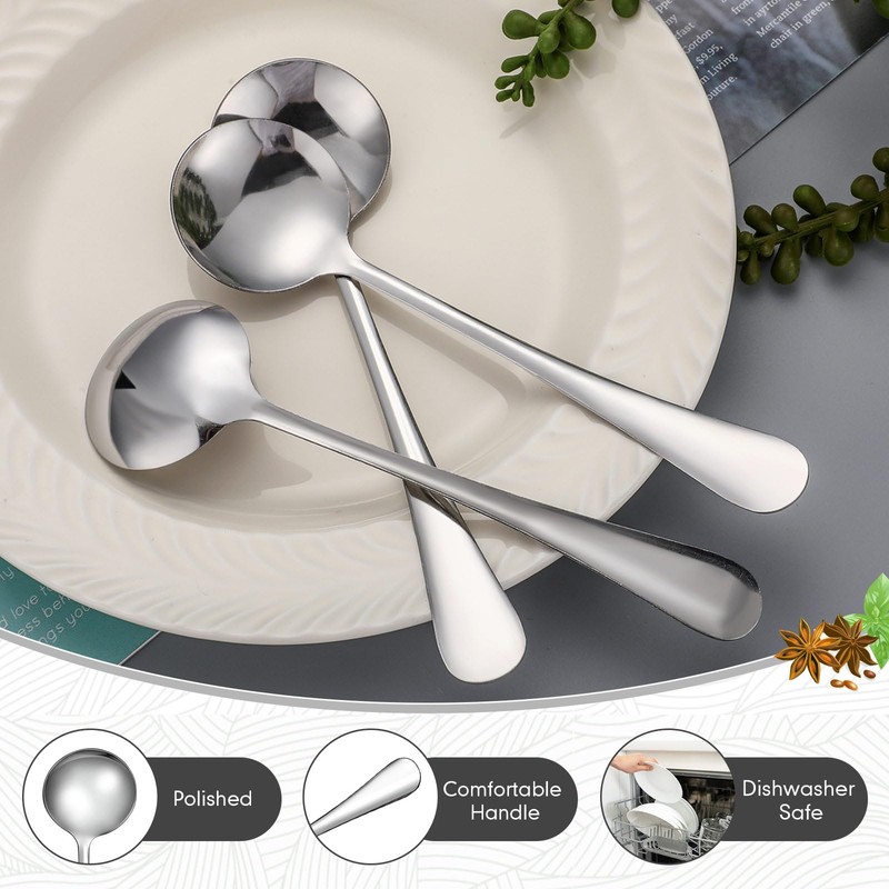 Mifoci 100 Pcs Soup Spoons Set (6.3 Inch) Stainless Steel