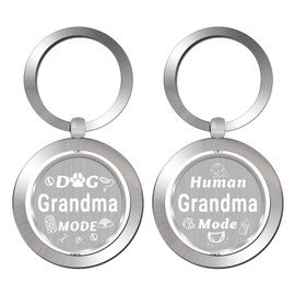 Laluminter New Grandma Gifts for Pet Dog Lovers & Family Women - Rotatable Dual-Mode Dog & Human Grandma Keychain - First Mothers Day Christmas Gift Keepsake for Grandmother