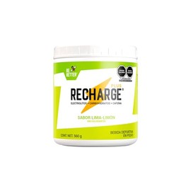 Better Recharge Plus Electrolitos 25g Carbohidratos 50mg Cafeína Polvo Porciones Sabor Lima Limón 560
