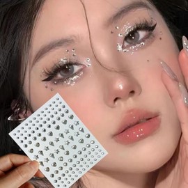 Jewel Cubic Bead Face Stickers: Heart Glitter Makeup 1. Festival 3ea