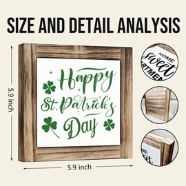Happy St. Patrick's Day Sign, St. Patrick's Day Decor, Box Sign Wood Desk Sign Decor, St. Patrick's Day Themed Welcome Decor for Shelf, Irish Shamrock Decor Sign, St. Patrick's Day Gifts