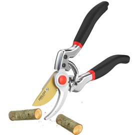 9.25" Heavy Duty Pruning Shears (Professional Bypass Garden Clippers with SK5 Steel Teflon Coated Blade)(1" Cutting Capacity, 2.17" Max Opening) Gardening Scissors for Plants, Flowers, Shrubs & Trees