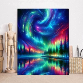 5D Diamond Painting Aurora for Adults, Diamond Art Painting Set for Adults, Diamond Painting Landscape, Suitable for Adult Beginners to DIY Diamond Painting, Suitable for Wall Decoration