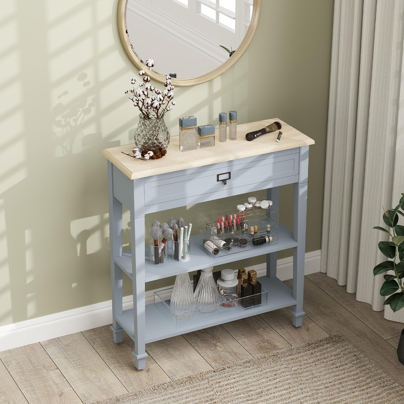 kinbor Skinny Console Table - Narrow Sofa Tables with Drawer