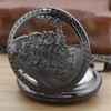 Black Hollow Right Locomotive Quartz Men's Pocket Watch, Arabic Numeral