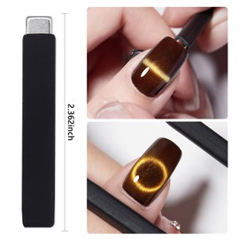XEAOHESY 2 Pieces Cat Eye Magnet for Nails Black Silicone Protective Rectangular Nail Magnet Tools Lengthen Strong Nail Magnet for Cat Eye Gel Polish Nail Art(2.36inch)