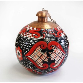 Hand Painted Mexican Table top Torch Black Rose