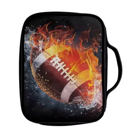 Coldinair Fire Water Football Bible Covers Bag for Men,Carrying Book Case Church Bag Bible Holder for Teens with Handle and Zippered Pocket