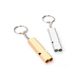 Outdoor Emergency Whistle with Keychain Safety Survival for Camping Boating Kayaking Rescue Signaling Loud Survival Whistle (Gold/Sliver, 2 Pack)