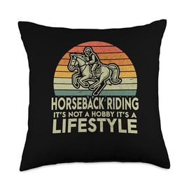 Retro Horseback Riding Lifestyle Equestrian Rider Throw Pillow