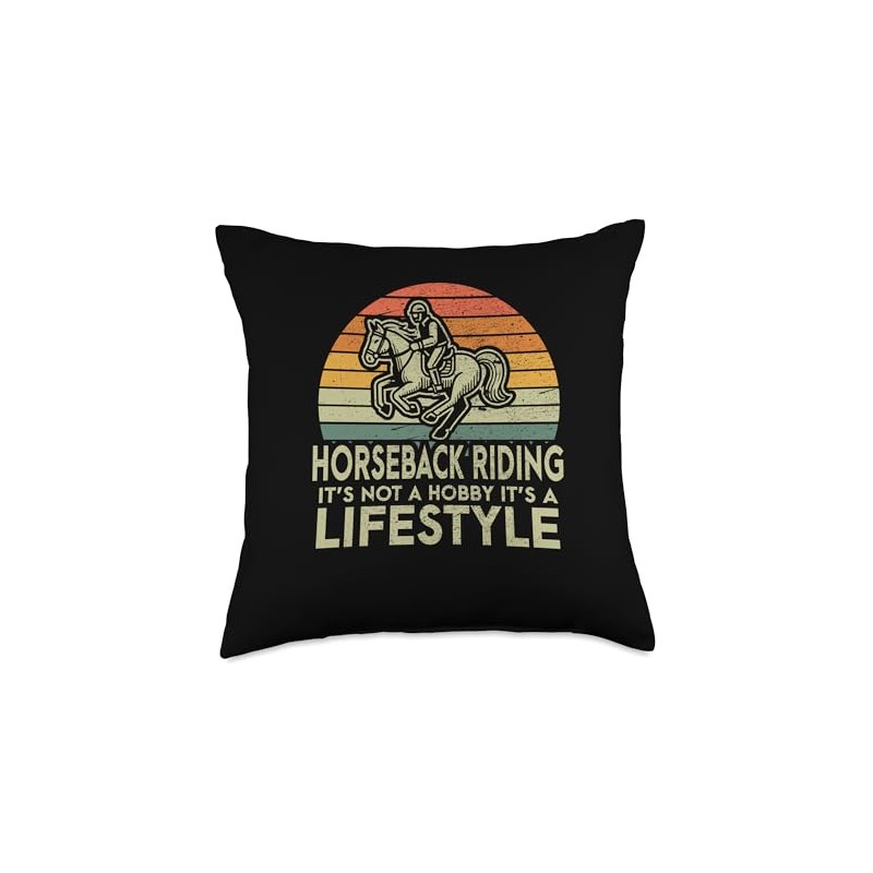 Retro Horseback Riding Lifestyle Equestrian Rider Throw Pillow