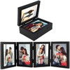 Photo Frame Hold 4 Photos, 4x6 Hinged Folding Wood Picture