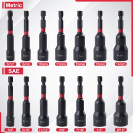 LEONTOOL Magnetic Nut Driver Set, Magnetic Nut Driver Set, Impact Screwdriver Bit Set, Impact Socket Set, Meter, 0.2 - 0.6 inches (6 - 14 mm), SAE 1/4"-9/16" Socket Set for Electric Screwdrivers,