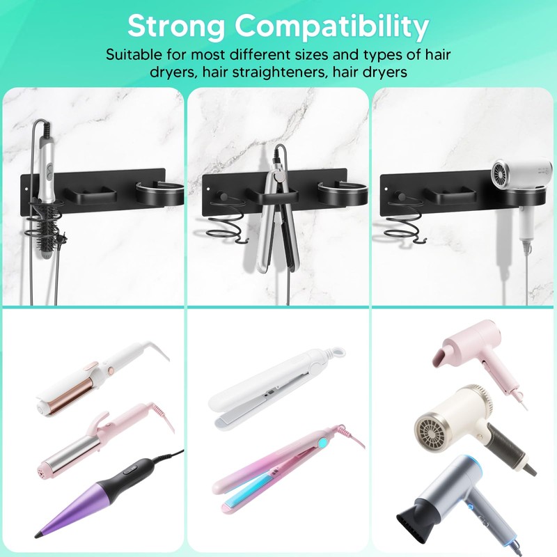 Bensbl Hair Tool Organizer Wall Mount – Aluminum Hair Dryer